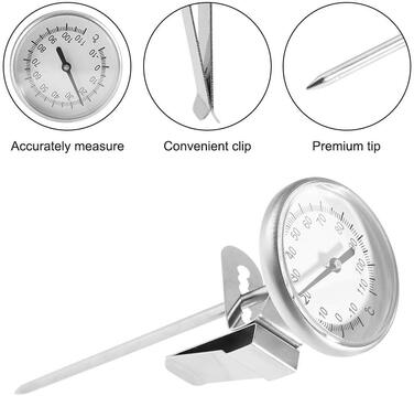 Термометр для молока з регульованим затиском 13 х 4,5 см Barista Coffee FTVOGUE