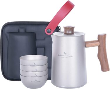 Чайный титановый сервиз 4 чашки iBasingo