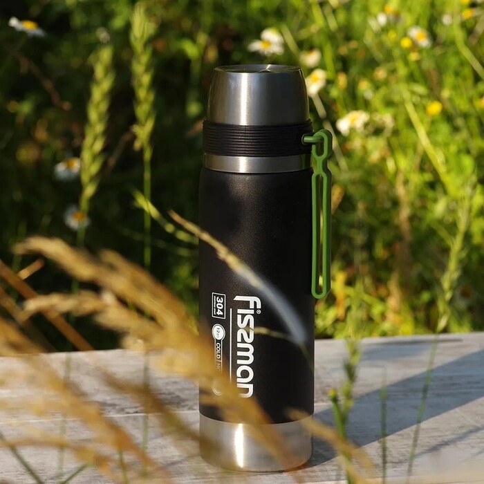 Термос Fissman 600 мл колір чорний нержавіюча сталь (9875)