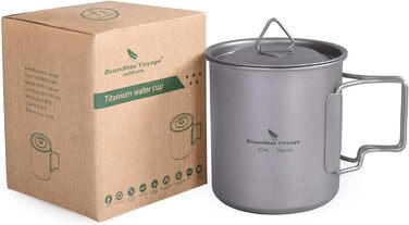 Мл Титанова кружка Кемпінгова кружка Відкритий чай Кава Дорожня кружка з кришкою та відкидною ручкою Легка кружка для води Чашка для пікніка Металевий посуд Ti3034D (чашка Ti3025d-420 мл з кришкою), 300