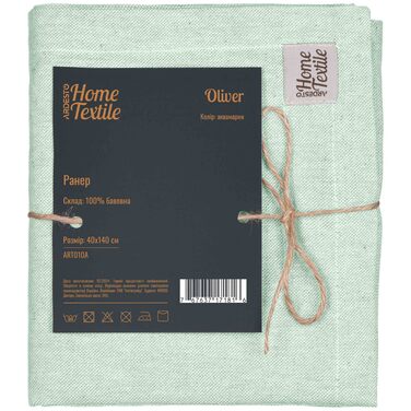 Ранер Ardesto Oliver, 40х140см, 100% хлопок, аквамарин