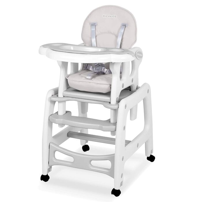 Детский стульчик для кормления 5-в-1 серый Ricokids
