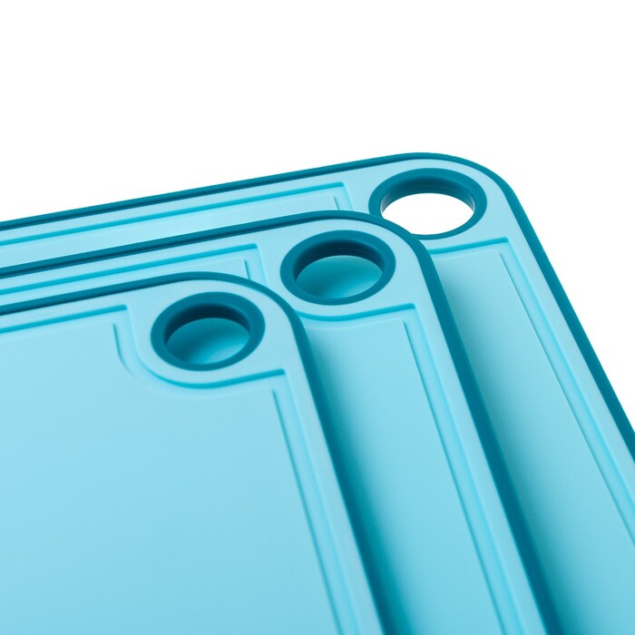 Набір з 3-х обробних дощок Fissman 41х28, 36х24, 31х20, колір СИНІЙ пластик, ТПР (8055)