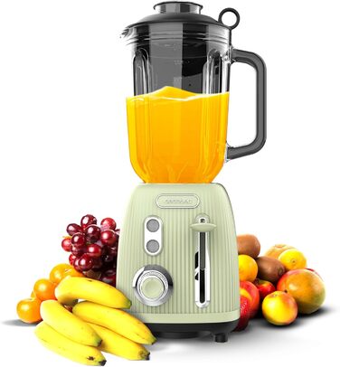 Блендер настільний 1200 Вт, 1,5 л зелений Power Black Titanium Retro Cecotec