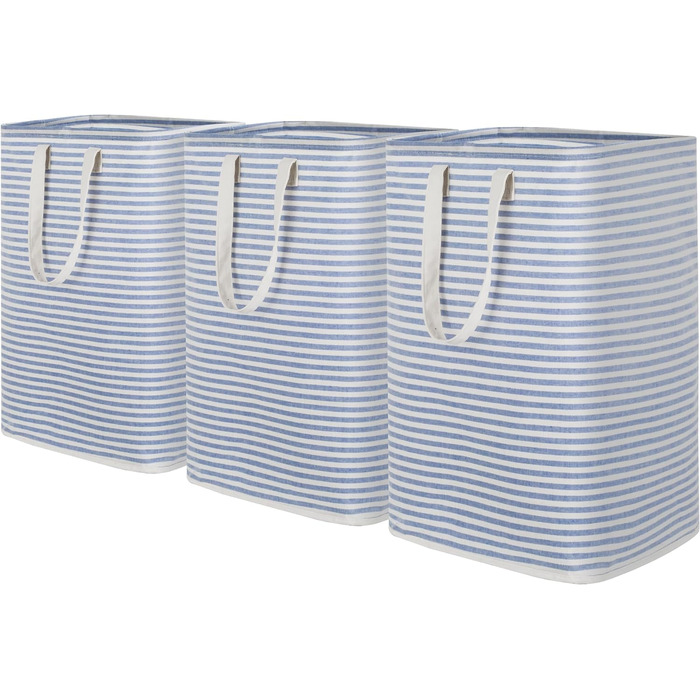 Органайзер для високого кошика для білизни Lifewit з подовженою ручкою, складний збірник білизни Кошик для зберігання білизни, портативний сортувальник білизни для білизни, одягу, ковдр, подушок, кошиків для білизни, (3 x 75 л, синій)