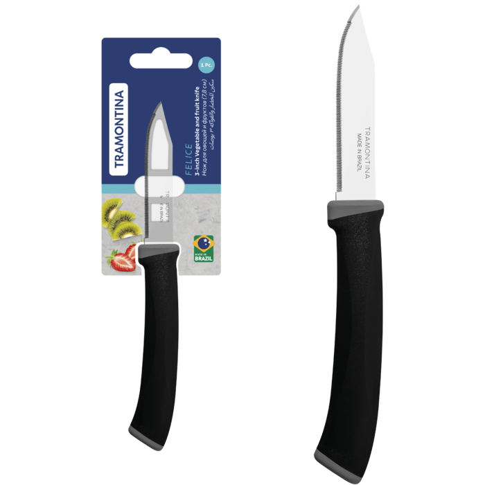 Ніж для овочів Tramontina Felice black, 78 мм (7096818)