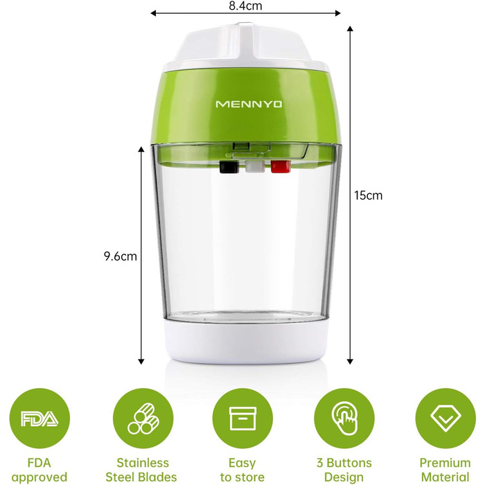 Спіральна овочерізка 4 в 1 з контейнером, зелена MENNYO