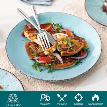 Набір посуду Vancasso на 12 осіб, набір керамічного посуду Navia, комбінований набір з 48 предметів з обідніми тарілками, салатницями, мисками та чашками, вінтажний вигляд, натуральний дизайн