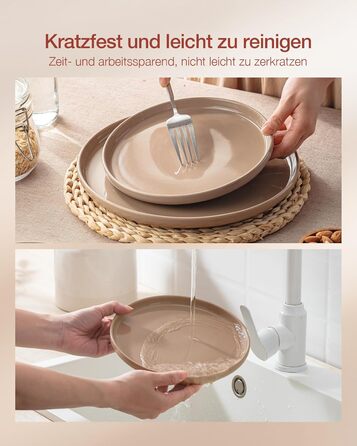 Набір посуду Richmount Nebula для 6 осіб, набір тарілок та мисок із 18 предметів, набір посуду з крапчастої кераміки, можна використовувати в мікрохвильовій печі та мийній машині, сервірування Nebula для 6 осіб (кольору Cinnamon Brown, сервірування Milkyw