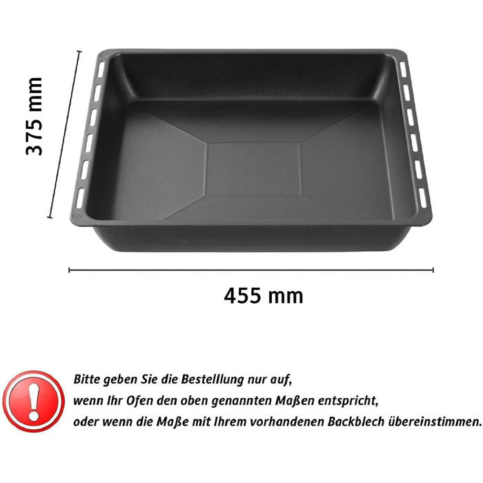 См, набір форм для випікання та решіток, глибока емальована сковорідка 3 см і хромована решітка для духовки та плити, стійка до подряпин і корозії, чорна (антипригарне покриття 455 x 60 мм), 45,5 x 36