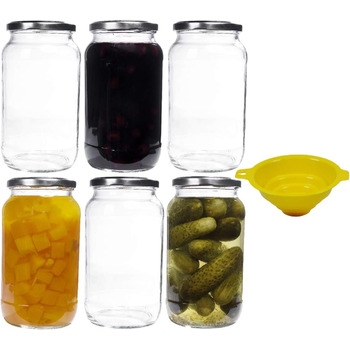 Набір банок 1 л із гвинтовою кришкою, 6 предметів, сріблястий mikken