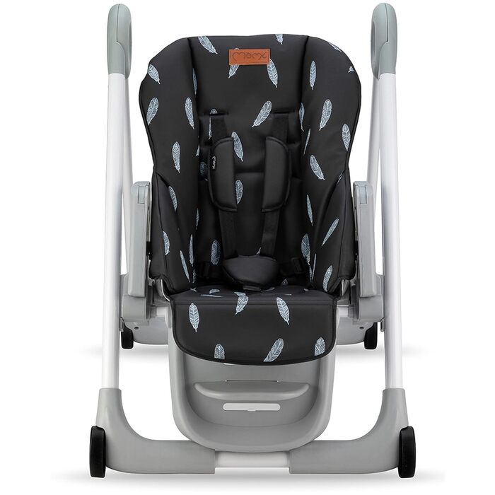 Дитячий стільчик для годування з 4 колесами та функцією гальма від 6 місяців чорний Momi