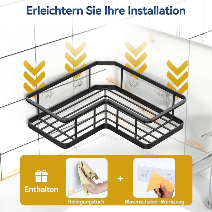 Набір кутових полиць для душу, 3 предмети, чорний YASONIC