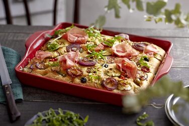 Глубокая форма для выпечки прямоугольная 40 x 32 см, бордовая Emile Henry