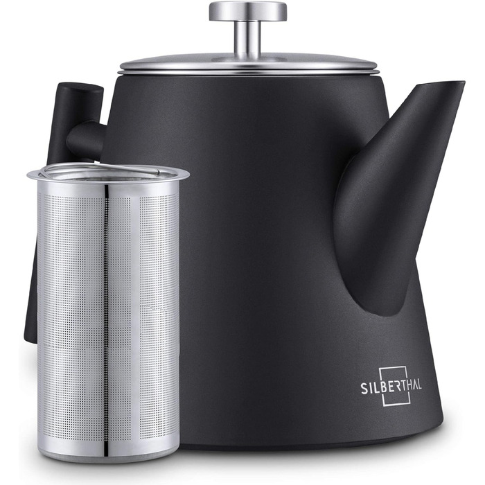 Чайник заварочный с фильтром для чая 1 л, черный Silberthal