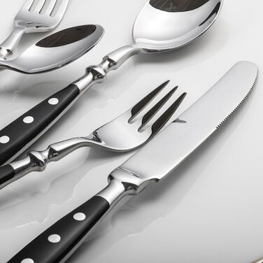 Набор столовых приборов на 6 персон, 30 предметов, черный Alata