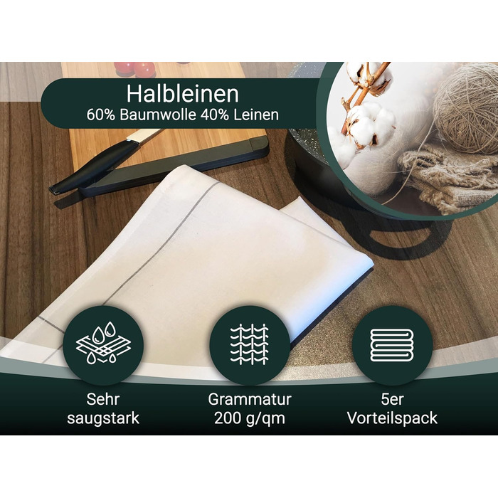 Набір кухонних рушників з 5 предметів 50 х 70 см ZOLLNER