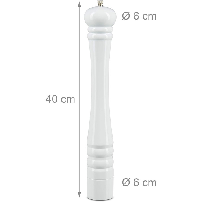 Дерев'яний млин для перцю і солі 40 см, білий Relaxdays