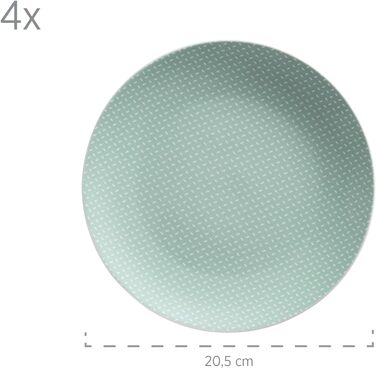 Набор посуды MSER 931566 Kitchen Time II на 4 персоны, 16 предметов Комбинированный сервиз с тонким рисунком, фарфор (зеленый)