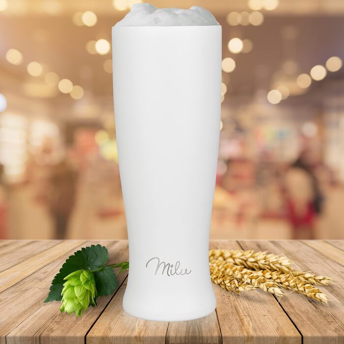 Термокухоль для пива з кришкою 500 мл білий Milu