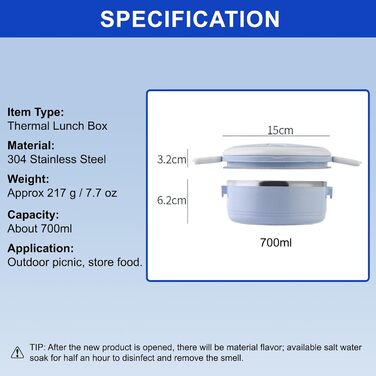 Термоконтейнер для харчових продуктів, 700 мл блакитний Otufan