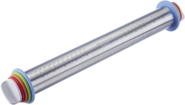 З 4 розпірними кільцями, по 1 кільцю по 10 мм, 6 мм, 3 мм, 2 мм, зі шкалами, нержавіюча сталь/пластик, сріблястий/білий/світло-блакитний/світло-зелений/помаранчевий/червоний, 30452260 нержавіючий ролик для випічки