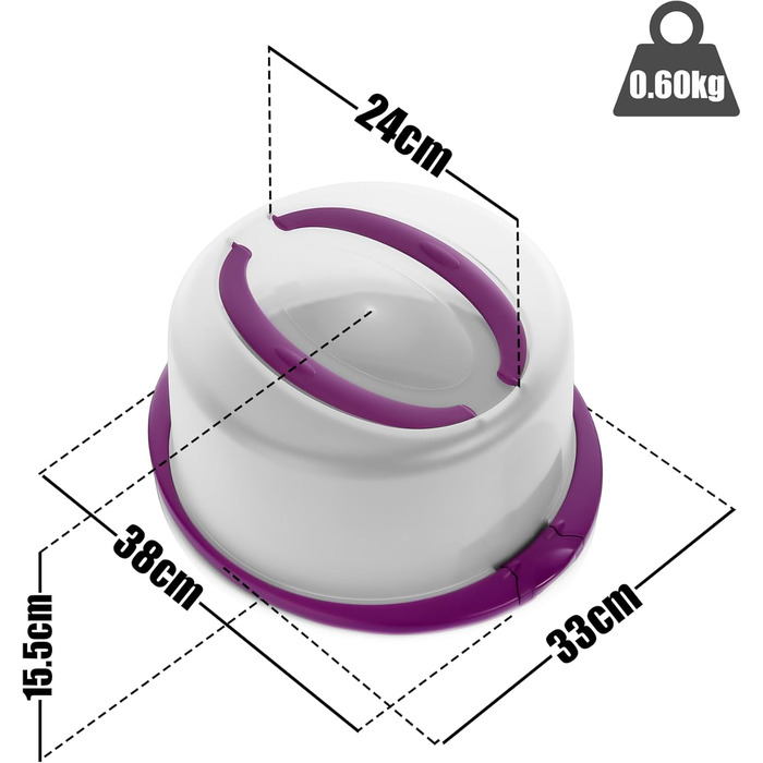 Контейнер для тортов переносной ‎38 x 33 x 15,5 см, фиолетовый BigDean