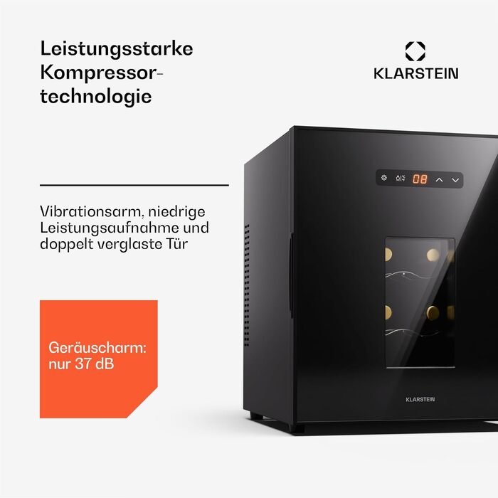 Винний холодильник зі скляними дверцятами до 16 пляшок Klarstein