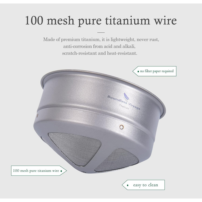 Титановий кавовий сітчастий фільтр, титан 1 шт. Boundless Voyage