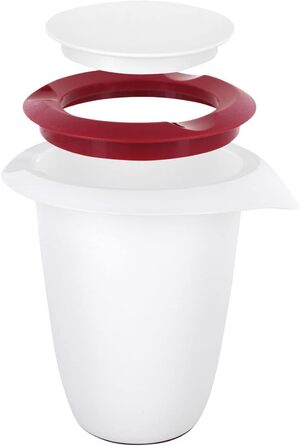 Миска для змішування та випікання Westmark із кришкою з двох частин, 2,5 л, з носиком, пластикова, біла/яблучно-зелена, 3153227A (біла/червона, набір, каструля для віночка, мірний глечик)