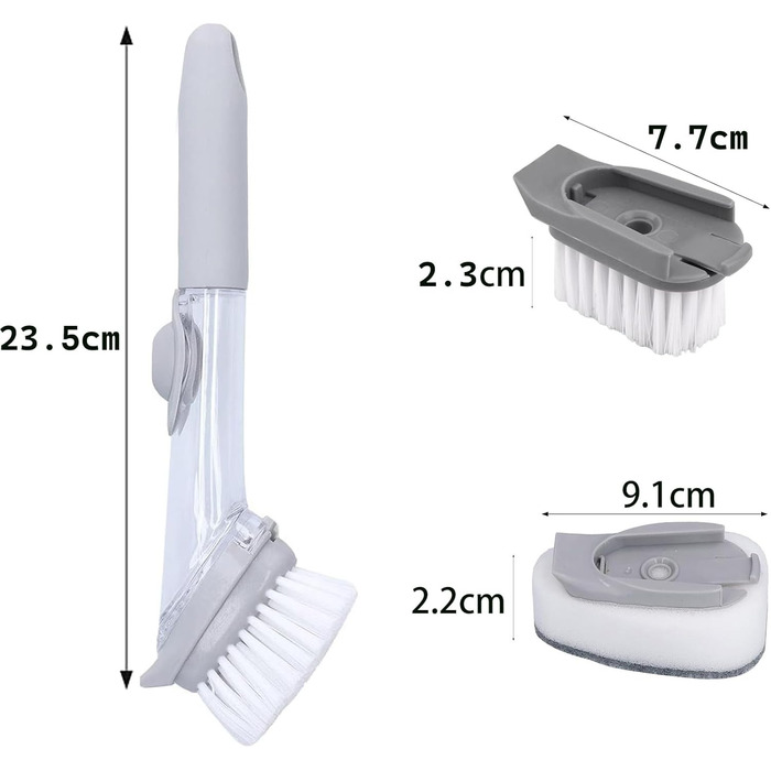 Щітка для посуду з 6 змінними головками 23,5 см AMZMUKAUP