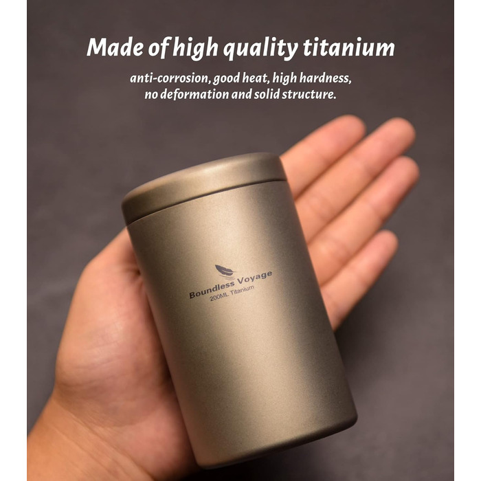 Каністри для кави iBasingo Titanium Tea Caddy 35 мл Small Tea Caddy Портативний міні-олов'яний скляний контейнер для зберігання кавового порошку Для подорожей на відкритому повітрі Маленька вишукана баночка для спецій із сіллю та перцем Ti3200D (B-Ti3210D