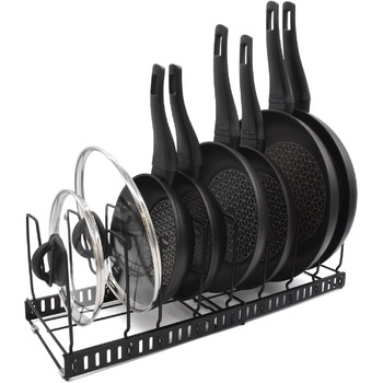 Підставка для посуду розсувна 51,5 x 18,5 см, на 9 відділень, чорна joeji's Kitchen