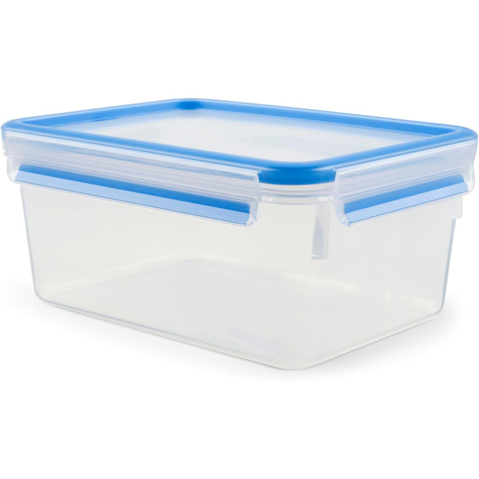Набір контейнерів для зберігання продуктів EMSA Clip & Close, прямокутні, 5 x 0,8 л, коробки для зберігання, 100 герметичні, придатні для миття в посудомийній машині, морозильної камери та мікрохвильової печі, прозорі, сині, зроблені в Німеччині, N10307 (