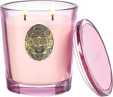 Ароматна свічка M&SENSE &quotЛісова хатина&quot, ароматичні свічки у склянці, натуральна соєва свічка, час горіння 55 годин, подарункові свічки для жінок та чоловіків, подарункова свічка (солона троянда, 560 г)