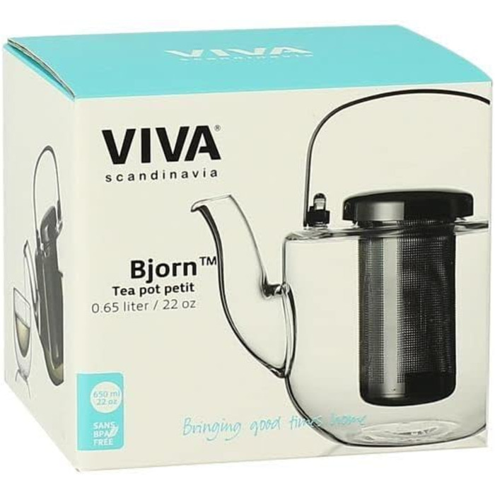 Чайник со вставкой ситечка, стеклянный с термостойким ситечком 1,3 литра Viva Scandinavia