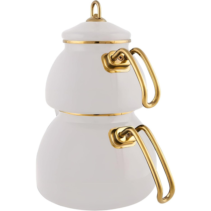 Набір емальованих чайників Karaca Retro, турецький набір чайників, чайник, індукційний сейф, крем 2.3 літра