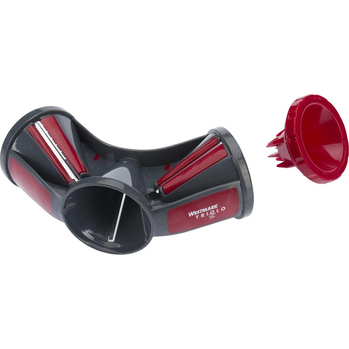 Ручний спіральний різак для овочів Westmark з 2 ріжучими конусами та фіксатором, нержавіюча сталь/пластик, антрацит/червоний, 11622260 (Triolo)