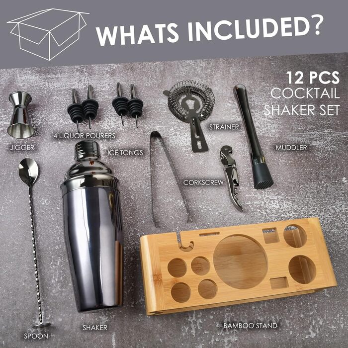 Набор шейкеров для коктейлей, 750 мл, 12 предметов Esmula