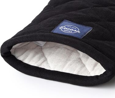 Рукавички для духовки та мікрохвильової печі Encasa Homes Extra Long (2 шт.) для кухні - Силіконові, сріблясті, термостійкі - Захищають руки від гарячого обладнання - (18 x 30 см, суцільний чорний колір)