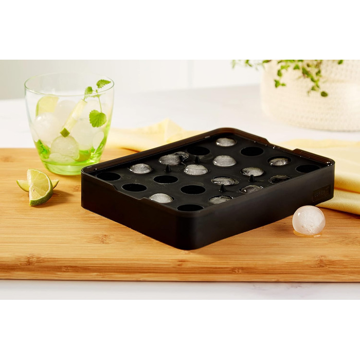 Силіконова льодогенератор Lurch ICE FORMER преміум-класу з кришкою на 20 кубиків льоду розміром 3 см, чорний, кубик 3 см (кулька 3 см)