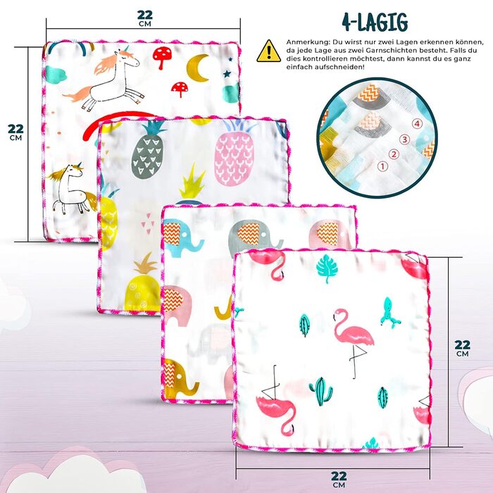 Рушники для дітей з бавовни 18 шт. рожевий Omilion