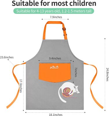 Фартух кухонний для дітей 46 х 60 см помаранчевий Viedouce