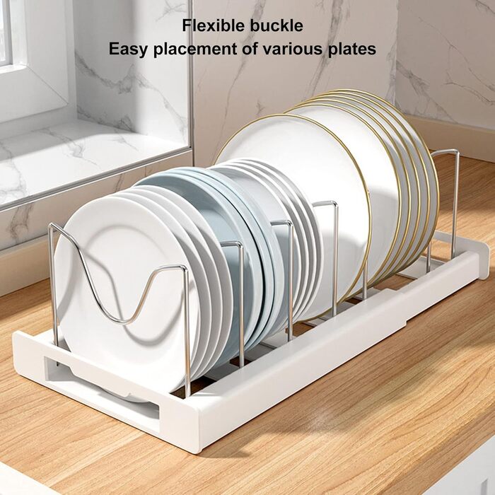 Підставка для посуду розсувна, 6 відділень, білий ZLXHDL
