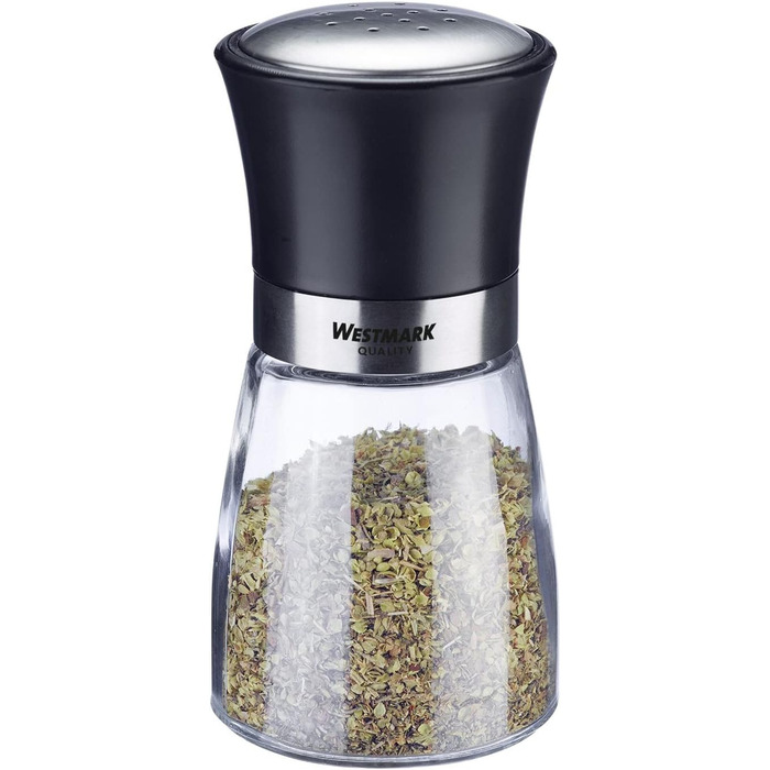 Дисплей Westmark, Вміст 6 дозаторів, Ємність 190 мл кожен, Скло/нержавіюча сталь/пластик, Прозорий/Чорний/Сріблястий, 63592611 (Шейкери для спецій, вишукані, , прозорі/чорні/сріблясті)