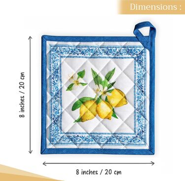 Рукавички для духовки Maison d&39 Hermine, підставки для каструль, 100 бавовна, термостійкі кухонні рукавички, рукавички для духовки (19 см x 33 см) та підставки для каструль (20 см x 20 см) для приготування їжі, Morzine - рукавички для духовки на День по