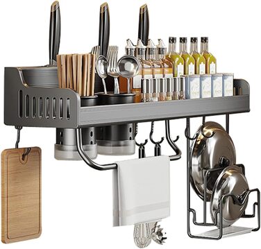 Настінний органайзер для кухонного приладдя 40 см сірий GAROEN
