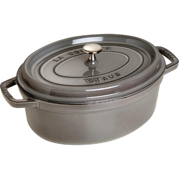 Чавунна жаровня/кокот STAUB, овальна 6,7 л, (33 см, графітово-сіра)