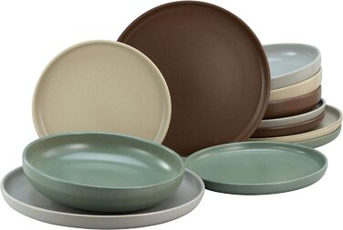 Набір посуду серії Uno з 16 предметів, комбінований набір керамограніту (натуральний, посуд з 12 предметів), 22978