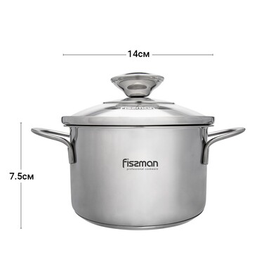 Кастрюля со стеклянной крышкой 14 см 1,1л BAMBINO Fissman